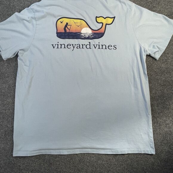 Vineyard Vines Shirt Mens Extra Large Blue Paddle Boarding Beach Water Sun Set - Picture 11 of 16